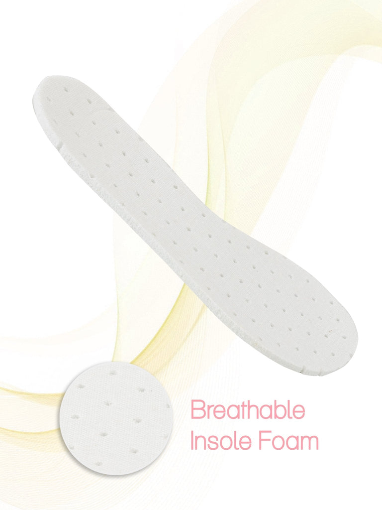 Breathable insole foam of Yellow Bee's toddler shoe socks in sunny yellow