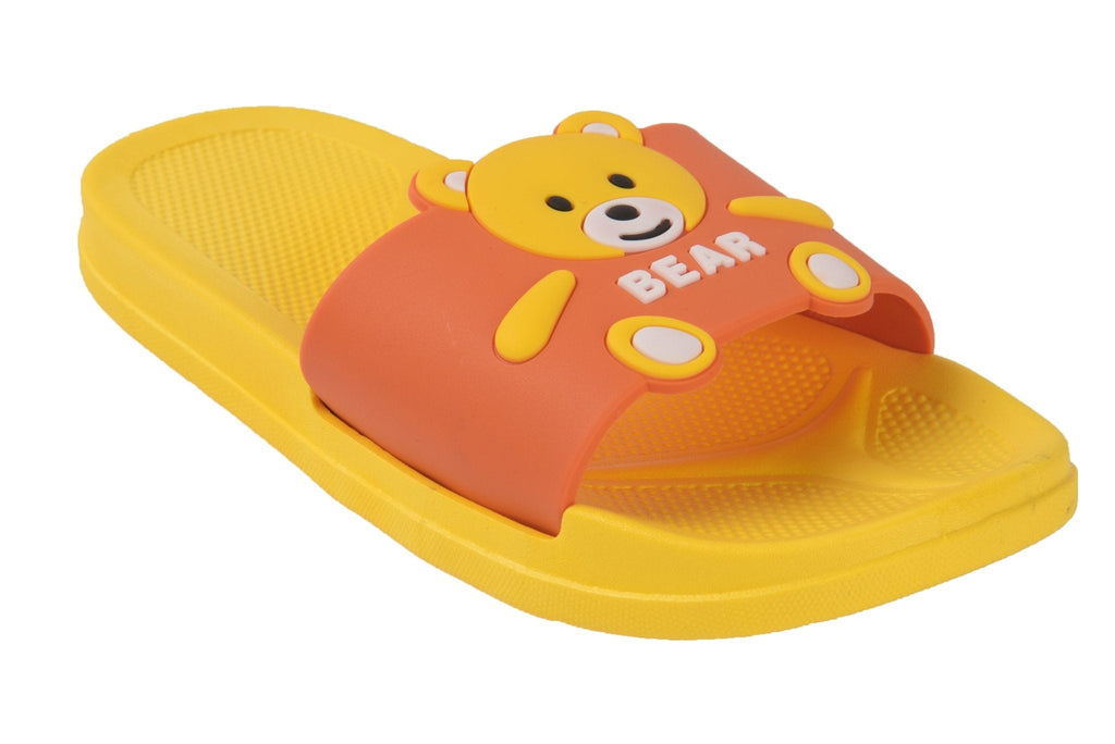 Single Slide View of the Teddy Applique Slides in Sunny Yellow