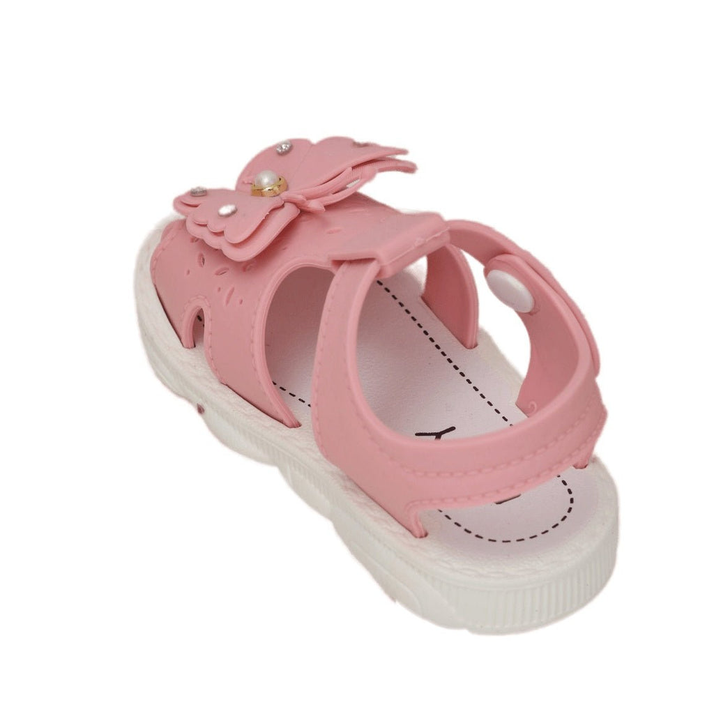 Overhead View Showcasing the Playful Butterfly on Pink Toddler Sandals
