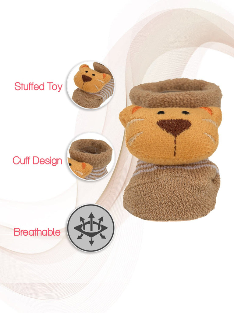 Detailed view of tiger toy socks showcasing breathable material and cuff design