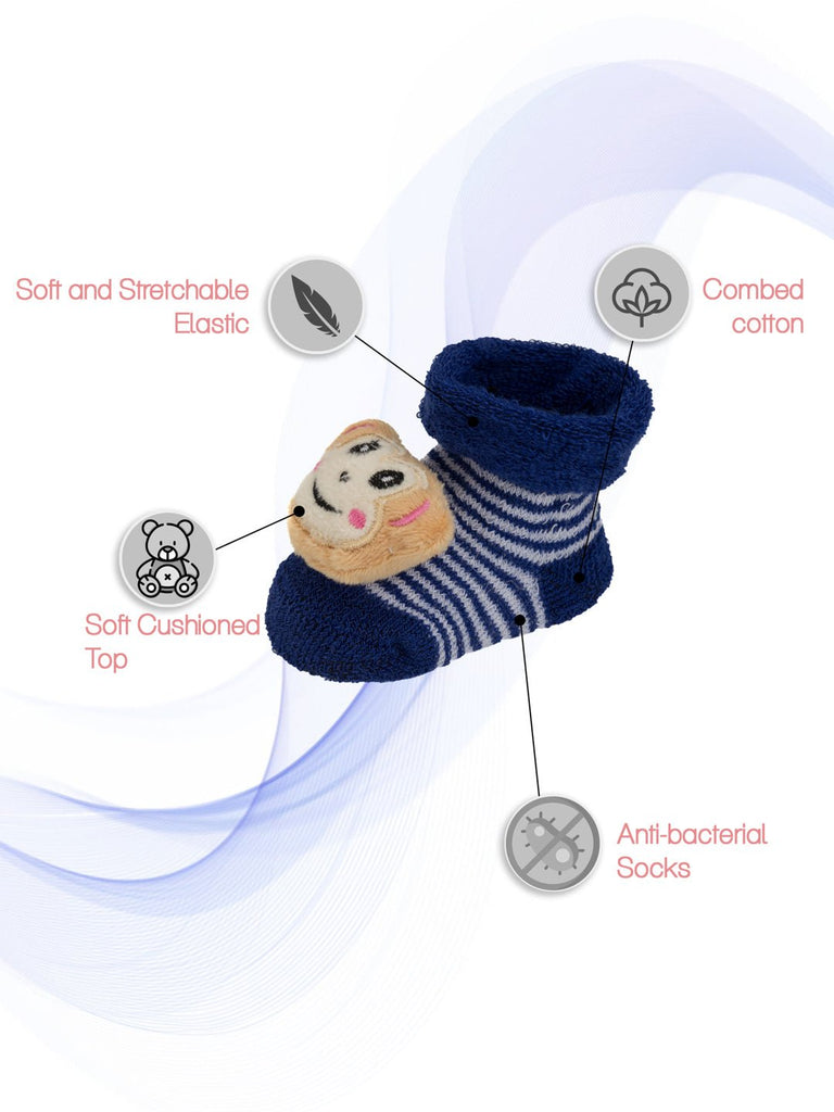 Detailed View of Monkey Stuffed Toy Sock with Features Highlighted