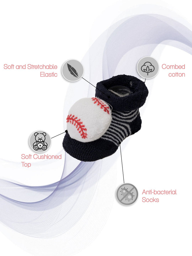 Close-up of Baby Socks with Baseball Design and Non-Slip Soles
