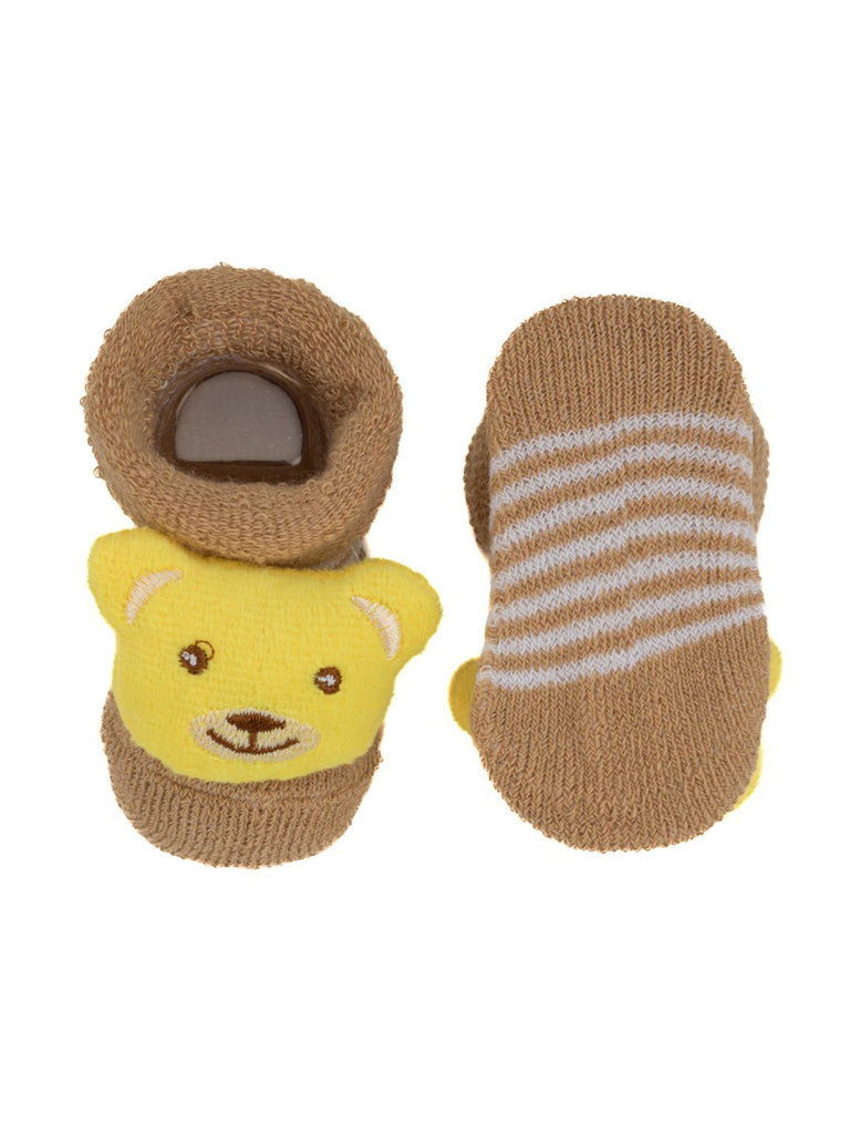Cozy Bear Stuffed Toy Socks Set in Beige for Baby's Playtime