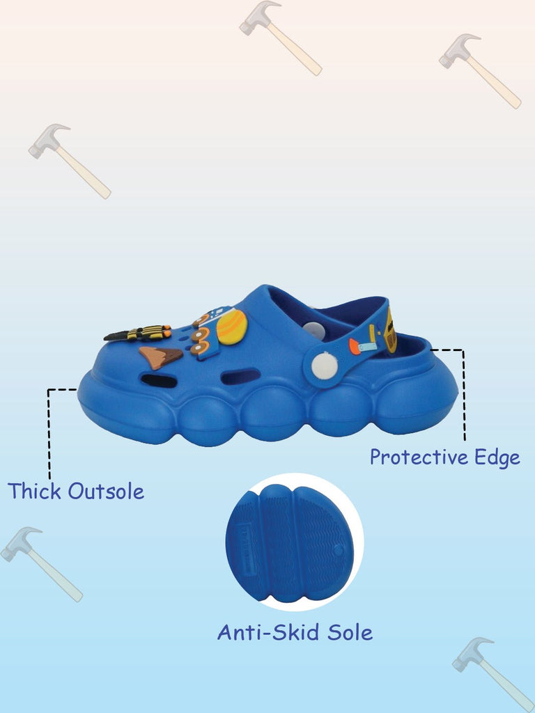 Side View of Kids' Construction Clogs - Thick Outsole and Protective Edge