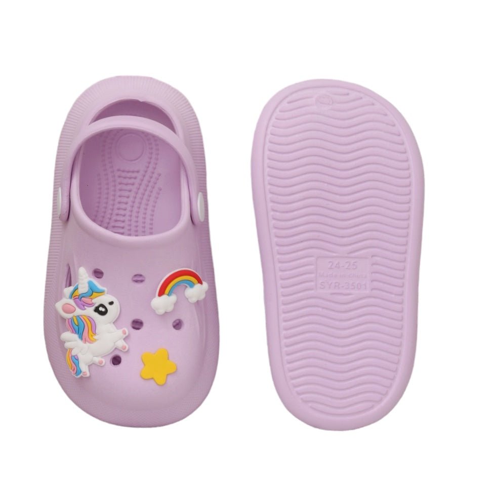 Unicorn and Rainbow Motif Clogs for Girls