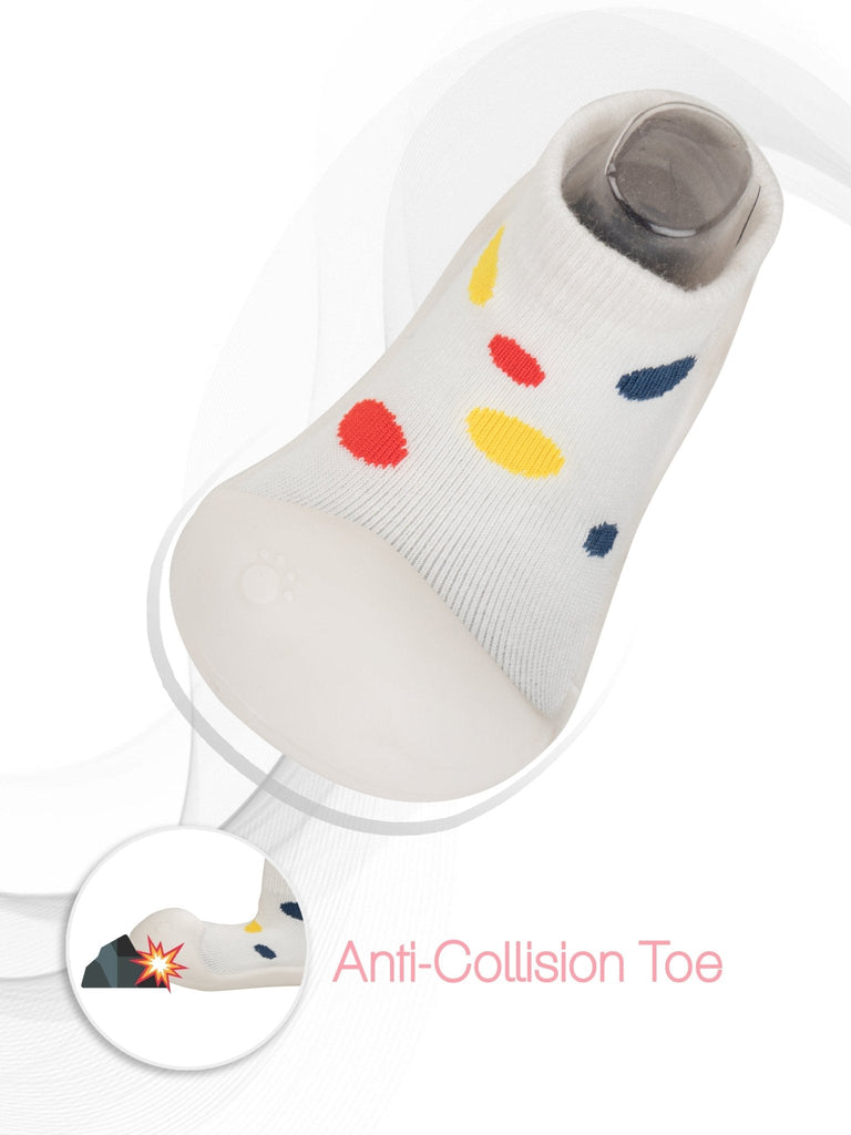 White shoe socks with colorful polka dots by Yellow Bee