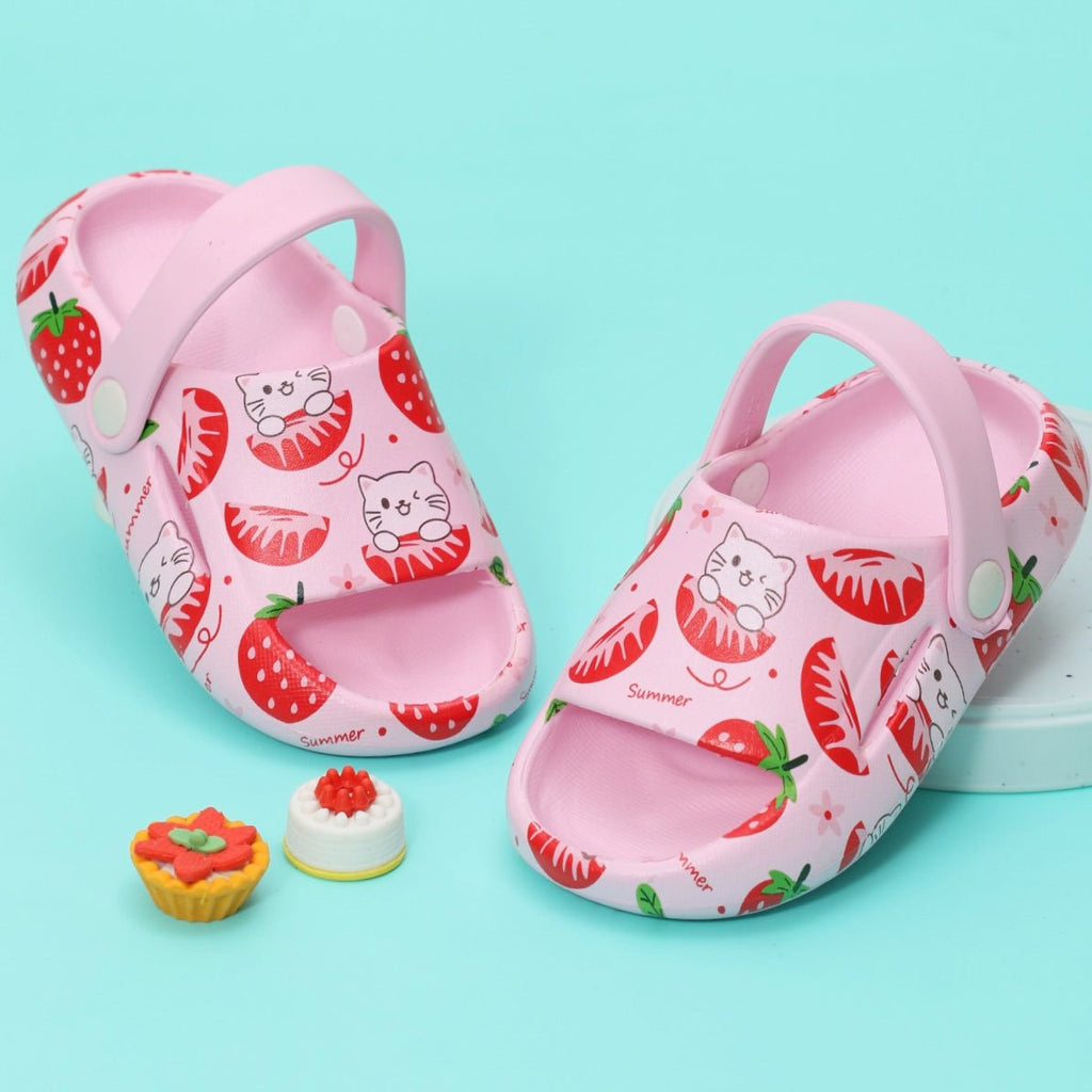 Strawberry and Cat Print Sandals LL2506.PINK.18-19 Yellow Bee