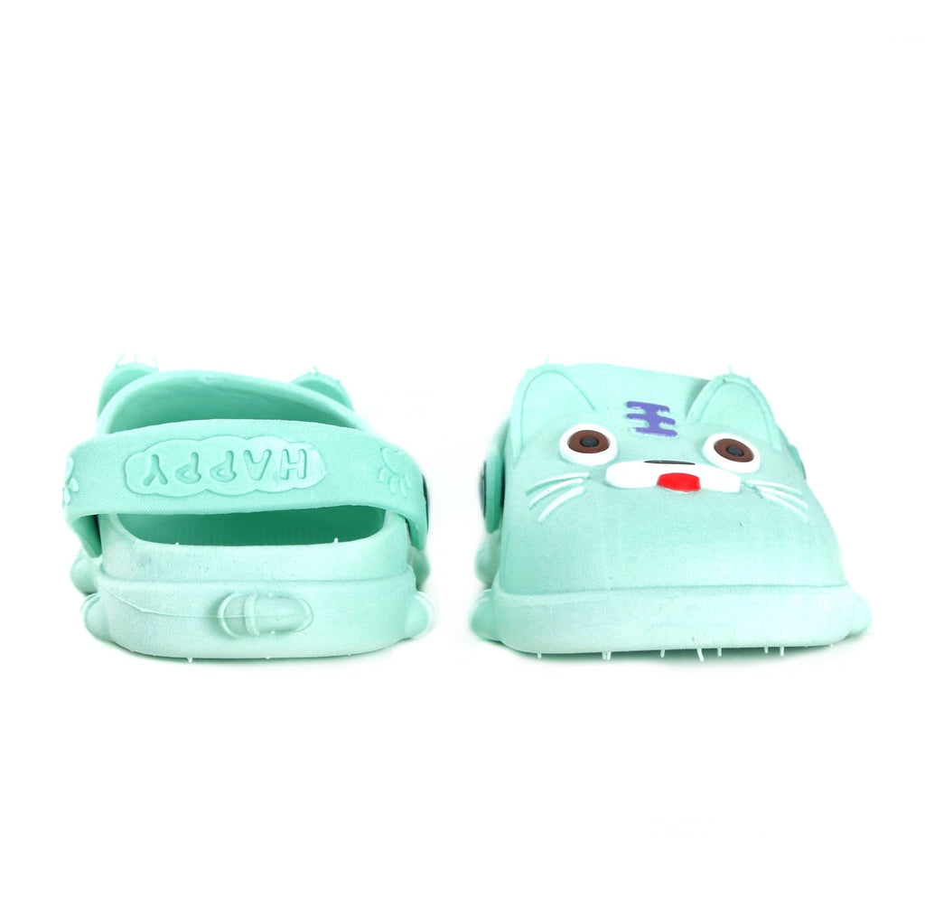 Bottom View of Kids' Mint Green Puppy Clogs Showing Tread Pattern