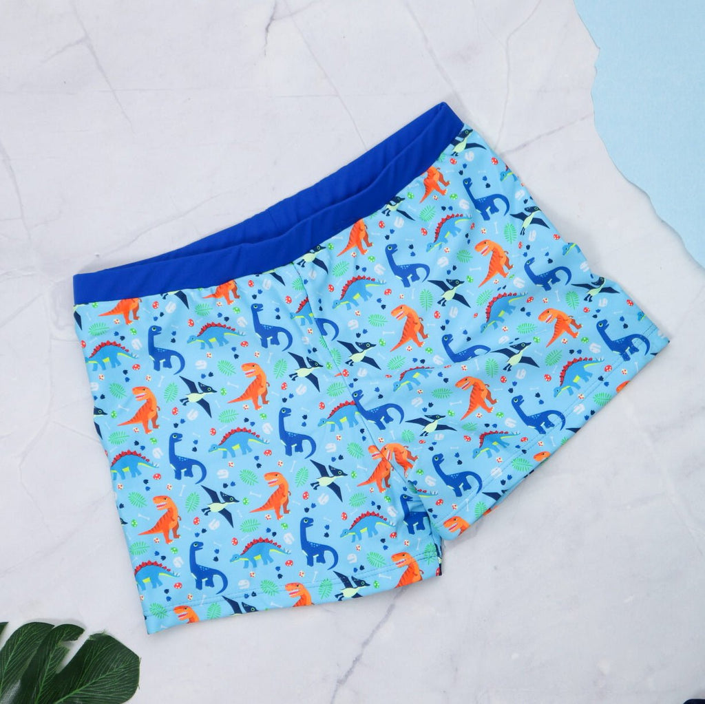 Youthful and vibrant Yellow Bee Dino Print Swim Trunks for Boys