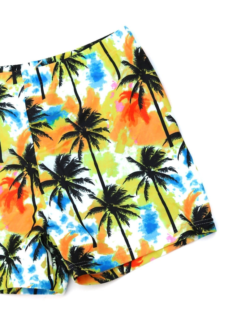 Colorful Boys' Palm Tree Printed Trunks by Yellow Bee, perfect for summer days-zoom
