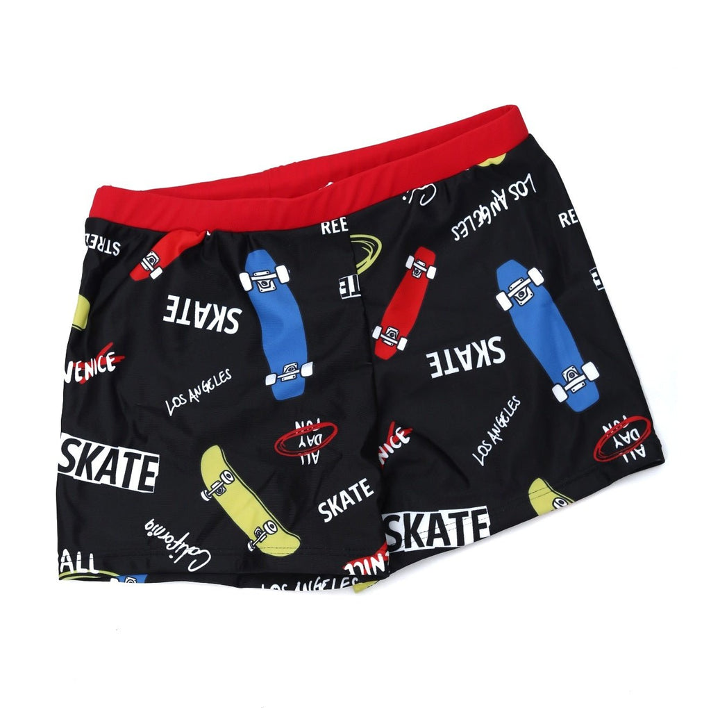 Cool Skates Print Swimming Trunks for Boys by Yellow Bee, detailed view