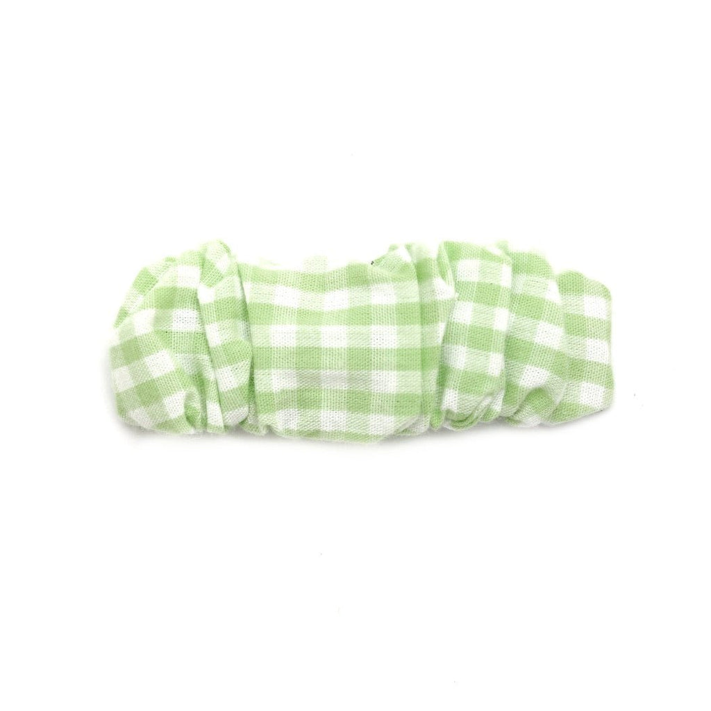 Classic aqua gingham hair clip by Yellow Bee for a timeless girls' look.
